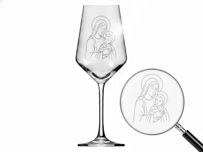 Produktbild von eXODA Weinglas Gravur Mutter Gottes 350ml spülmaschinenfest stilvoll für besondere Anlässe