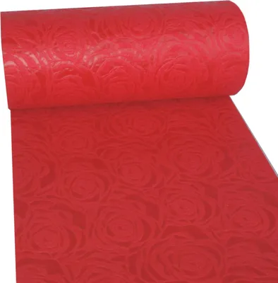 Produktbild von Dekoflor® Tischläufer - Rosenmuster -  rot - 300mm - 25m - 56-300-25-09