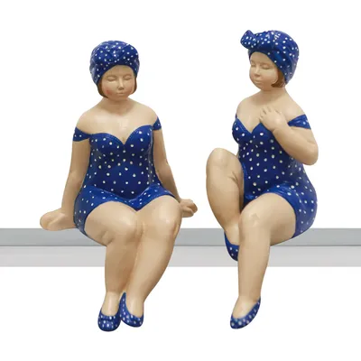 Immagine prodotto di Gilde Kantensitzerfigur, Badenixe, "Becky", gepunktet, Kunstharz, blau, L. 8.5 cm, B. 7.5 cm, H. 13 cm 79348 4001250793489 2 Stück (2-fach sortiert)