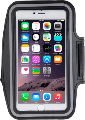Produktbild von Mobigear Handyhalterung Joggen iPhone 6s Plus Sporthülle Neopren Sportarmband - Schwarz