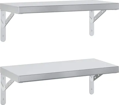 Immagine prodotto di vidaXL Mensole a muro 2 pezzi 50x23,5 cm argento acciaio inox
