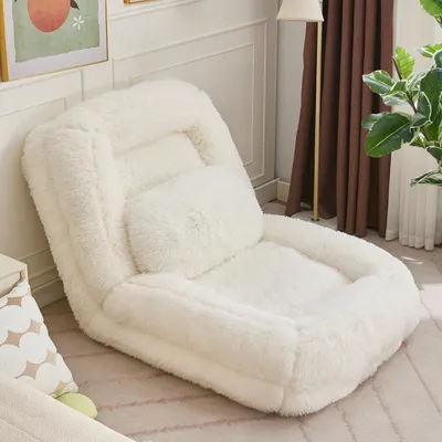 Produktbild von STILVORA Bodensofa mit 5-stufig verstellbarer Rückenlehne und faltbarer Liegefunktion, Schlafsofa als vielseitiges Relax- und Gaming-Sofa mit weichem Plüschstoff, Lounge-Sessel mit großzügiger Liegefläche und flexiblem Einsatz, Beige