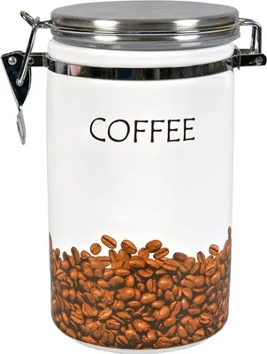 Image de Récipient de stockage pour café Zeller, céramique/acier inoxydable, 11x20,5 cm, 1,1 l, blanc/marron