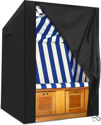 Produktbild von Winterfeste Strandkorb Schutzhülle aus Premium 420D Oxford Gewebe – Atmungsaktiv, UV Beständig Strandkorbhülle – Breite max. 135 cm