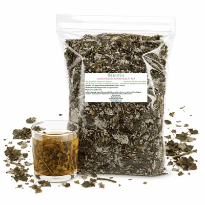Produktbild von Himbeerblätter getrocknet 1 kg (2 x 500 g) – ganze Blätter für Himbeerblättertee – lose, glutenfrei, vegan
