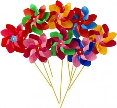 Zdjęcie produktu dla Wiatraczek średnica 20 cm kolorowy plastik 47 cm - mix kolorów