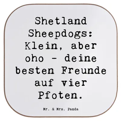 Produktbild von Mr. & Mrs. Panda Untersetzer Glas Spruch Shetland Sheepdog Freunde - Weiß - Geschenk, unerschütterlicher Charakter, Merkmale, Hunderassen, Coaster, Treue, Hunderasse