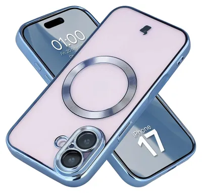 Produktbild von Handyhülle mit Kameraschutz und Magnetring für iPhone 17, Bizon Case GuardO, Transparent-Blau