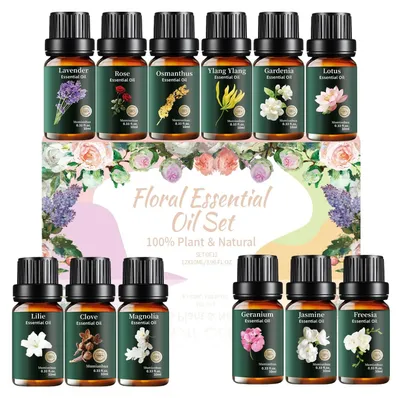 Obrázek produktu pro Sada 12 esenciálních olejů pro aromaterapii, 10 ml v každé lahvičce
