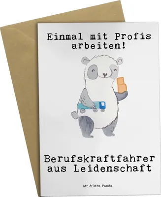 Produktbild von Mr. & Mrs. Panda babykarte Berufskraftfahrer Leidenschaft - Weiß - Geschenk, dankeskarten, weihnachtskarten, einladungskarten, osterkarte, vatertagskarte, Grußkarte