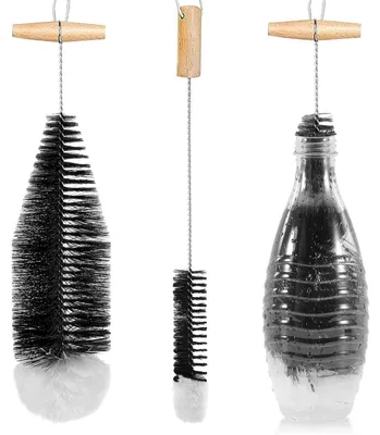 Produktbild von Flaschenbürste – Ergonomischer Griff – Edelstahl – Nylon – Für Glasflaschen – 2 Stück – Kratzfreie Reinigung – Flaschenreiniger