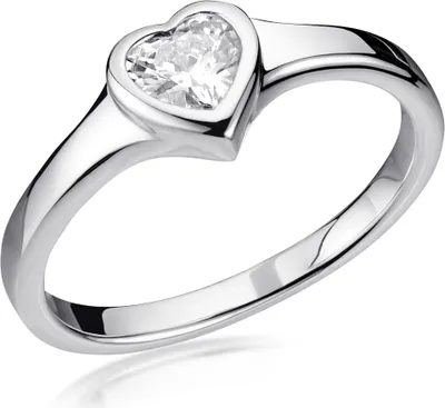 Produktbild von MATERIA Damen Ring Herz mit Zirkonia weiß - 925 Sterling Silber Ringe Liebe Verlobungsring SR-163