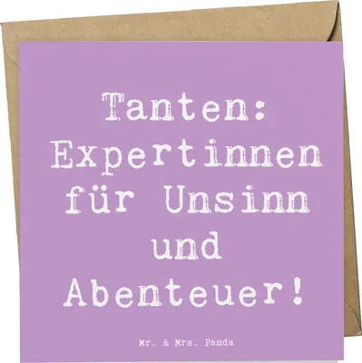Produktbild von Mr. & Mrs. Panda Klappkarte Spruch Tante Abenteuer - Lavendeltraum - Geschenk, anlasskarte, einzigartige Designs, Familienmitglieder, doppelkarte, Glückwunschkarte, Neffe