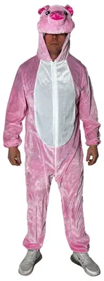 Produktbild von Rosa Schweine Kostüm XL für Erwachsene, Overall mit Kapuze und Reißverschluss