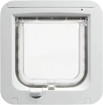 Produktbild von Mikrochip Katzenklappe Weiß Durchsichtig, für Tür, Fenster oder Wand, Schutz vor Fremdtieren