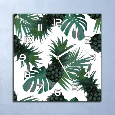 Produktbild von Deko Glasuhr Wanduhr 30x30 Grüne Ananas Quarz Küchenuhr Bürouhr