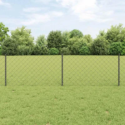 Image de Clôture en fil métallique avec poteaux, 25 x 0,6 m, en acier revêtu de PVC