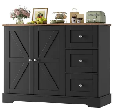 Immagine prodotto di Credenza con 3 cassetti e 2 ante, nera e marrone