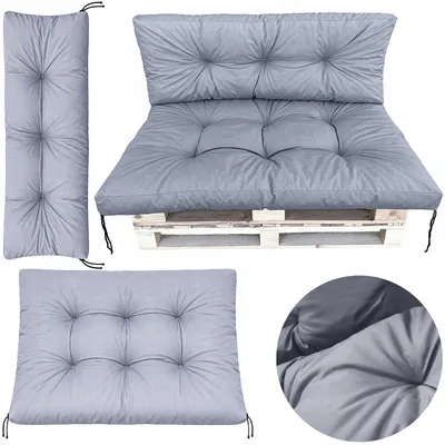 Image de Lot de coussins pour palettes 120 x 80 + 120 x 40, gris, imperméables (assise et dossier)