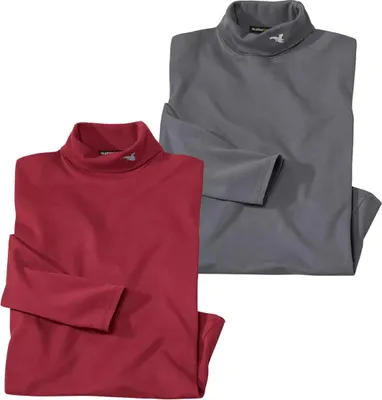 Immagine prodotto di Atlas For Men - Top dolcevita da uomo (confezione da 2) AF1292 (M) (Grigio scuro/Bordeaux)