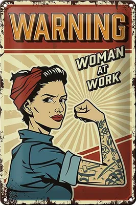 Produktbild von Blechschild Retro 20x30cm Pinup warning women at work Frau