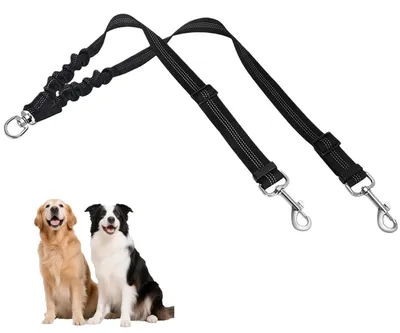 Produktbild von Doppelleine für 2 Hunde, 360° drehungsfrei, reflektierend, Nylon, stoßdämpfend, verstellbar