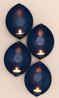 Produktbild von Wandkerzenhalter, Wandteelicht - Blau, Metall, 46*20*7,5 cm, Teelichthalter & Kerzenhalter