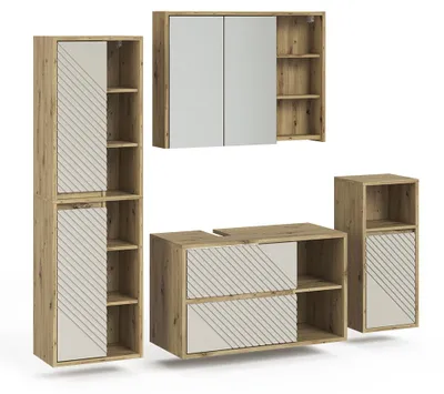 Immagine prodotto di Set di mobili da bagno Vicco Viola Rovere artigianale 4 parti, Model 61296