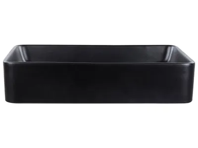 Produktbild von BELIANI Waschbecken Schwarz Keramik Rechteckig 51x34 cm ohne Überlauf ohne Ablaufgarnitur Badezimmer Ausstattung Waschschale Waschtisch Aufsatzwaschbecken