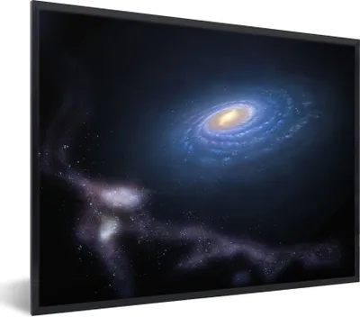 Produktbild von MuchoWow® Gerahmtes Poster Eine Illustration der Milchstraße im Weltraum 40x30 cm - Poster mit Schwarzem Bilderrahmen Wandposter Rahmen Foto Bilder - Kunstposter - Wanddekorationen