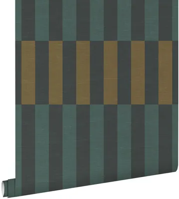 Produktbild von ESTAhome Tapete Leinenoptik-Streifen Blau und Grün 50 x 900 cm