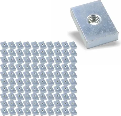 Produktbild von 100x Nutenstein | Gewindeplatte 22x15x5 mm M6 Gewinde mittig | Stahl St37K galvanisch verzinkt