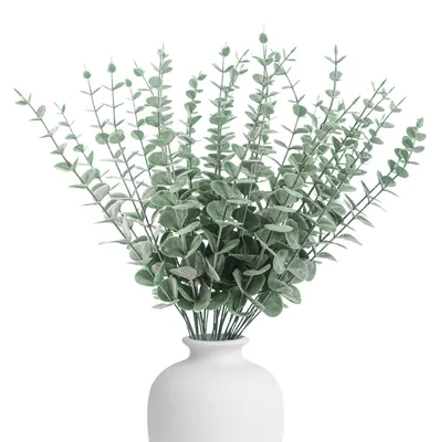 Produktbild von Künstliche Eukalyptuszweige, 30 künstliche Eukalyptusblätter zur Dekoration, für Hochzeiten, Partys, Blumenarrangements zu Hause, Tischdekoration