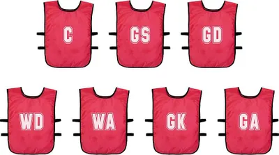 Image de Set de maillots d'entraînement Precision Netball rouge pour enfants Mesh respirant