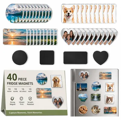 Imagen del producto de Imanes sublimables, acrílicos, para manualidades, imanes para nevera, 40 unidades, transparentes