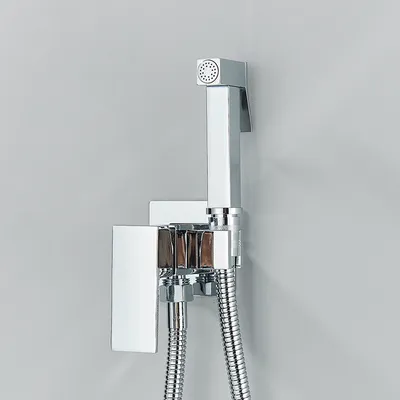 Produktbild von Bidet Wasserhahn Messing Duscharmatur Unterlegscheibe Mischer Kalt-Warmwasser-Mischer Kran Platz Dusche Sprühkopf Wasserhahn Toilettenarmaturen,Chrompolitur