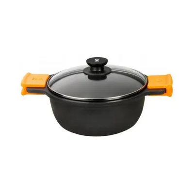 Produktbild von BRA Efficient | Hoher Kochtopf mit Glasdeckel und abnehmbaren Silikongriffen, Durchmesser 24 cm, induktionsgeeignet