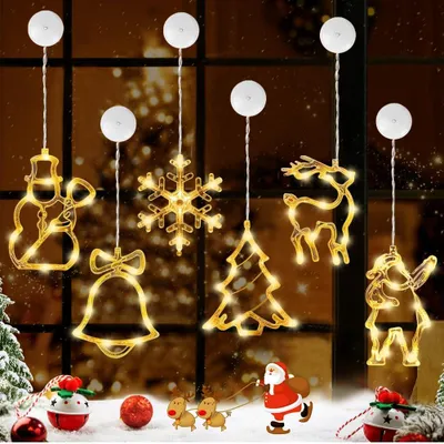 LED Fensterlichter mit Saugnapf, 6 Stück, warmweiß