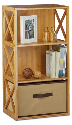 Image de Étagère de rangement - Étagère en bambou - 3 niveaux - 80 x 42 x 29 cm - Brun naturel