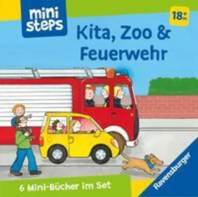 Produktbild von ministeps: Mein erster Bücher-Würfel: Kita, Zoo und Feuerwehr (Bücher-Set)