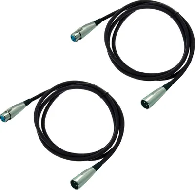 Produktbild von ARLI 2x XLR Mikrofonkabel 3m – 3-polig symmetrisch XLR Stecker auf XLR Kupplung Ø6mm abgeschirmt
