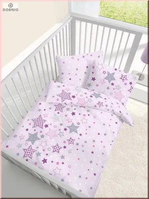 Produktbild von Baby Fein Biber Bettwäsche rosa mit Sternen 100x135 + 40x60 cm