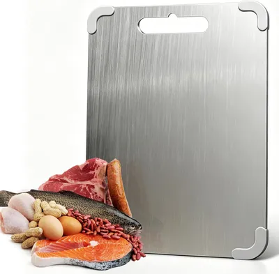 Image de Planche à découper en acier inoxydable, épaisseur 0,3 cm, antidérapante, antibactérienne, pour la cuisine