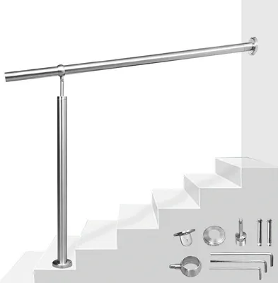 Produktbild von Jayseuw Edelstahl Handlauf Geländer Eingangsgeländer Aufmontage Wandhandlauf pflegeleicht Treppengeländer für Innen/Außen 120cm
