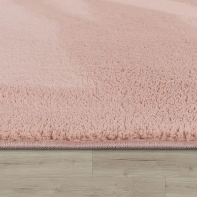 Productafbeelding van Wasbaar vloerkleed voor de woonkamer, korte pool, effen kleur, moderne stijl, zacht roze, afmetingen 140x200 cm