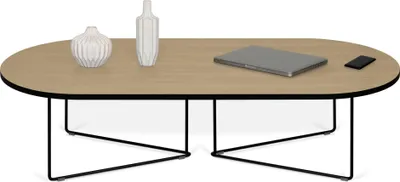 Image de Table basse en chêne et métal noir, 136 x 60 x 36