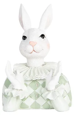 Obrázok produktu pre Clayre & Eef dekoratívna figúrka králika 16 cm bielo-zelený plast