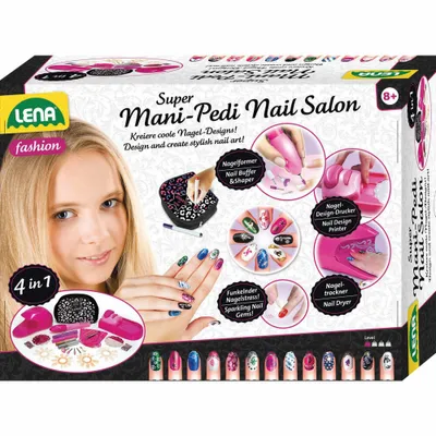 Zdjęcie produktu dla Lena Mani-Pedi Nail Salon, Zestaw do manicure dla dzieci, 8 lat(a), Wymagane baterie, Wielobarwny