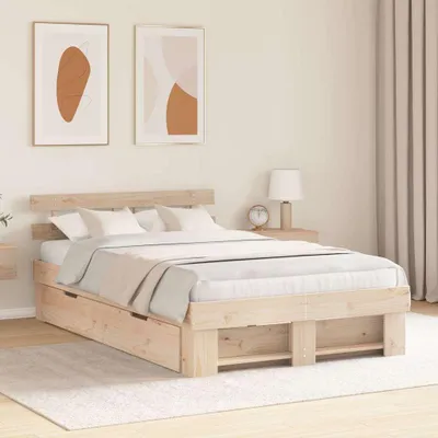 Obrázok produktu pre Maison Exclusive – posteľový rám s čelom, hnedý, 140 x 190 cm, masívne borovicové drevo