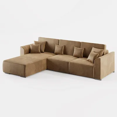 Produktbild von ECKSOFA LUMO L Links Beige Velours-Stoff mit Schlaffunktion und Bettkasten